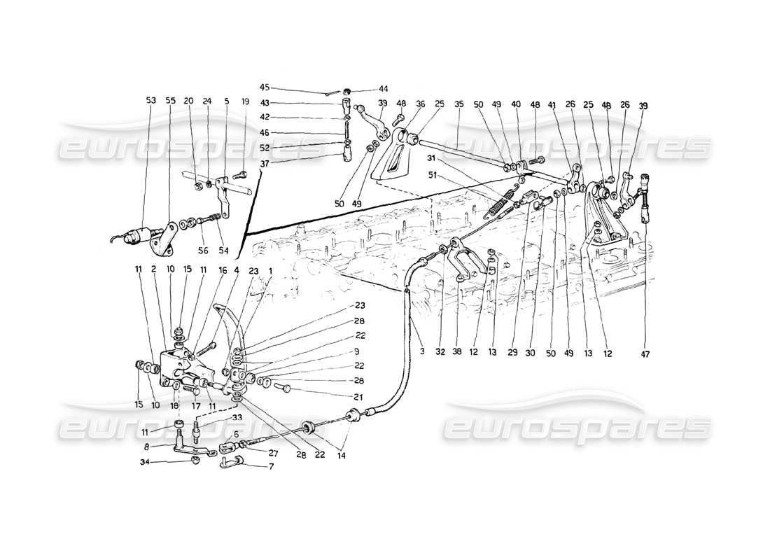 ferrari 512 bb throttle control parts diagram