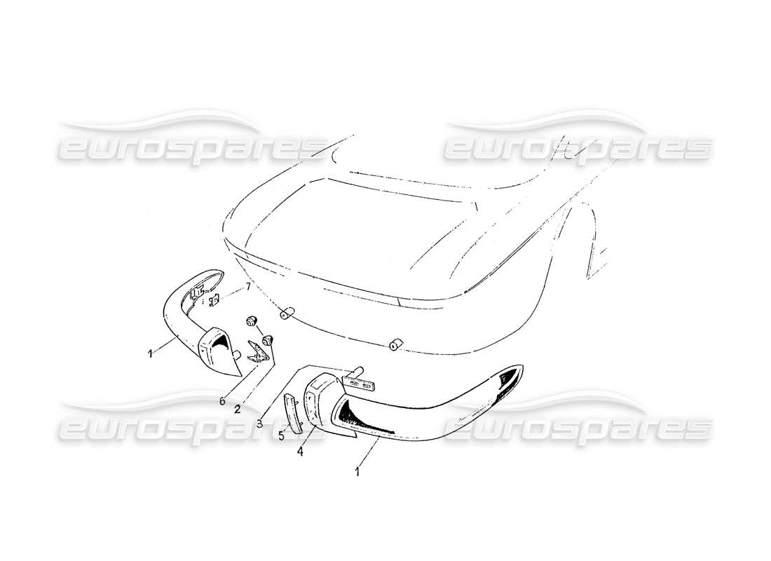 ferrari 330 gtc / 365 gtc (coachwork) rear bumpers parts diagram