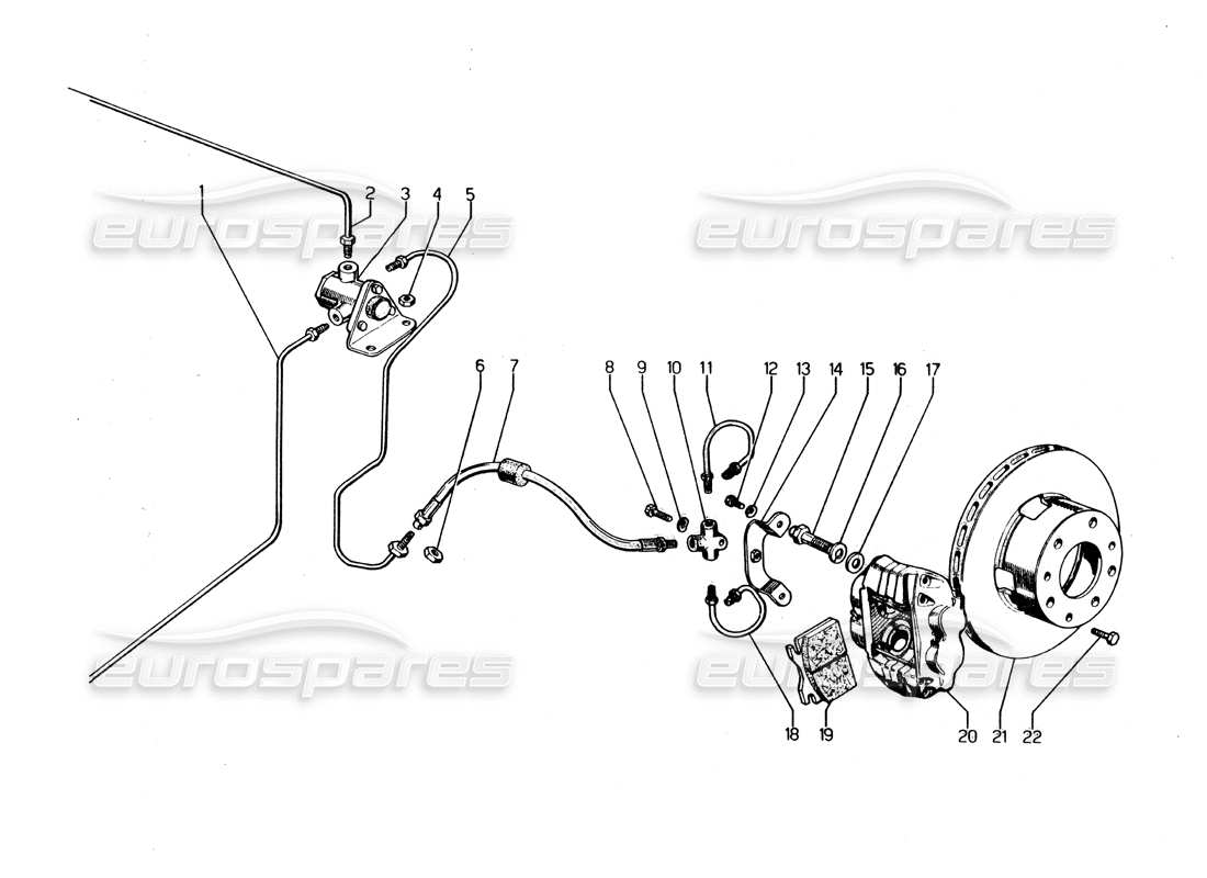 lamborghini urraco p250 / p250s rear brakes parts diagram
