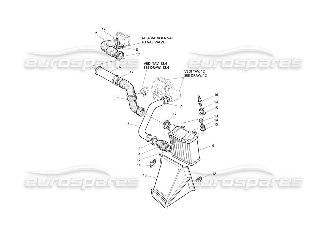 maserati qtp v8 evoluzione heat exchanger pipes lh side parts diagram