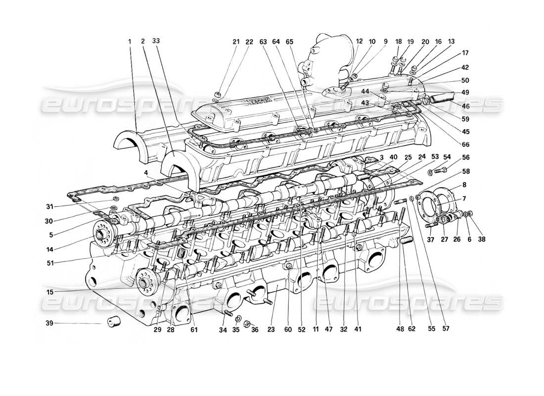 ferrari 400i (1983 mechanical) cylinder head (left) part diagram