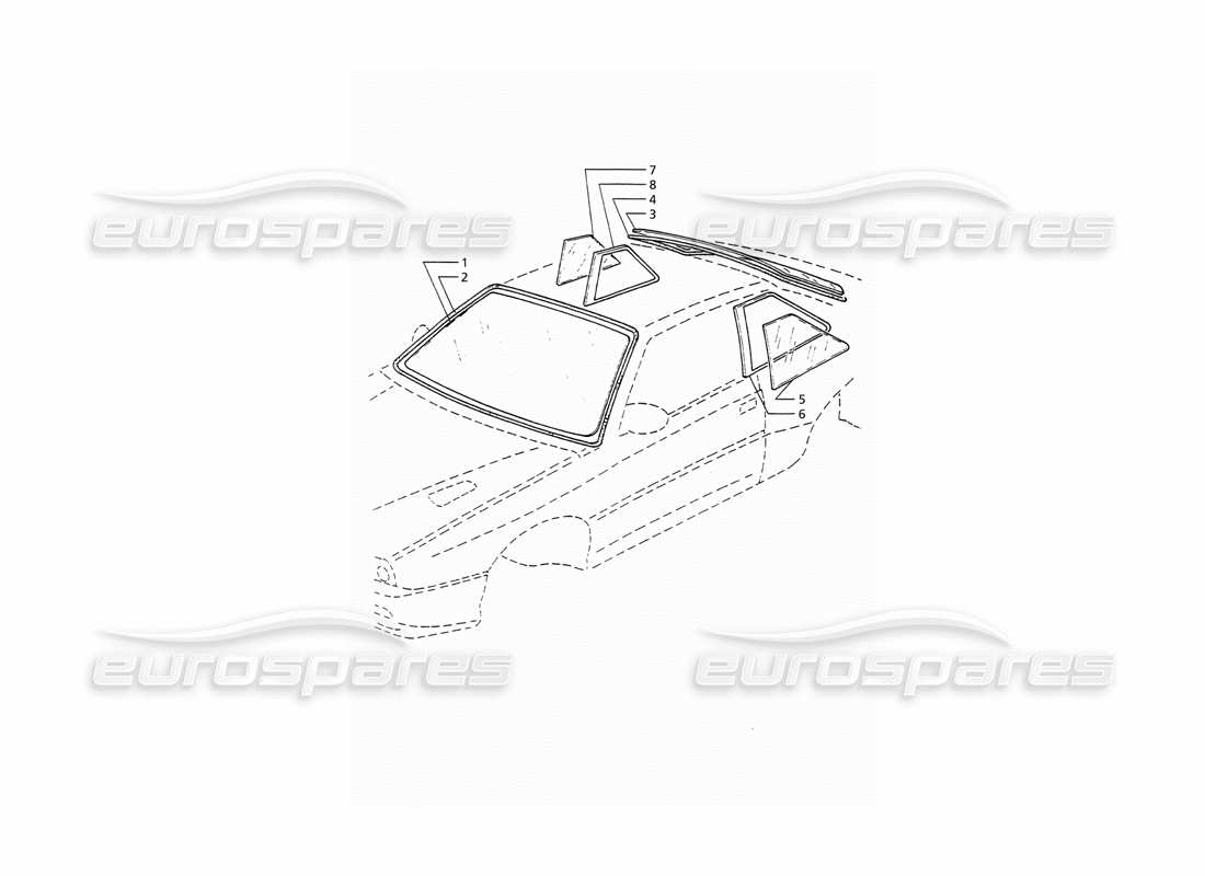 maserati ghibli 2.8 (abs) fixed windows parts diagram