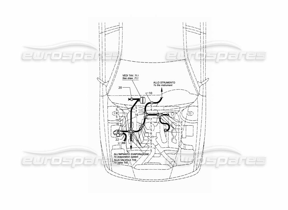 maserati qtp. 3.2 v8 (1999) vacuum system (lh drive) part diagram