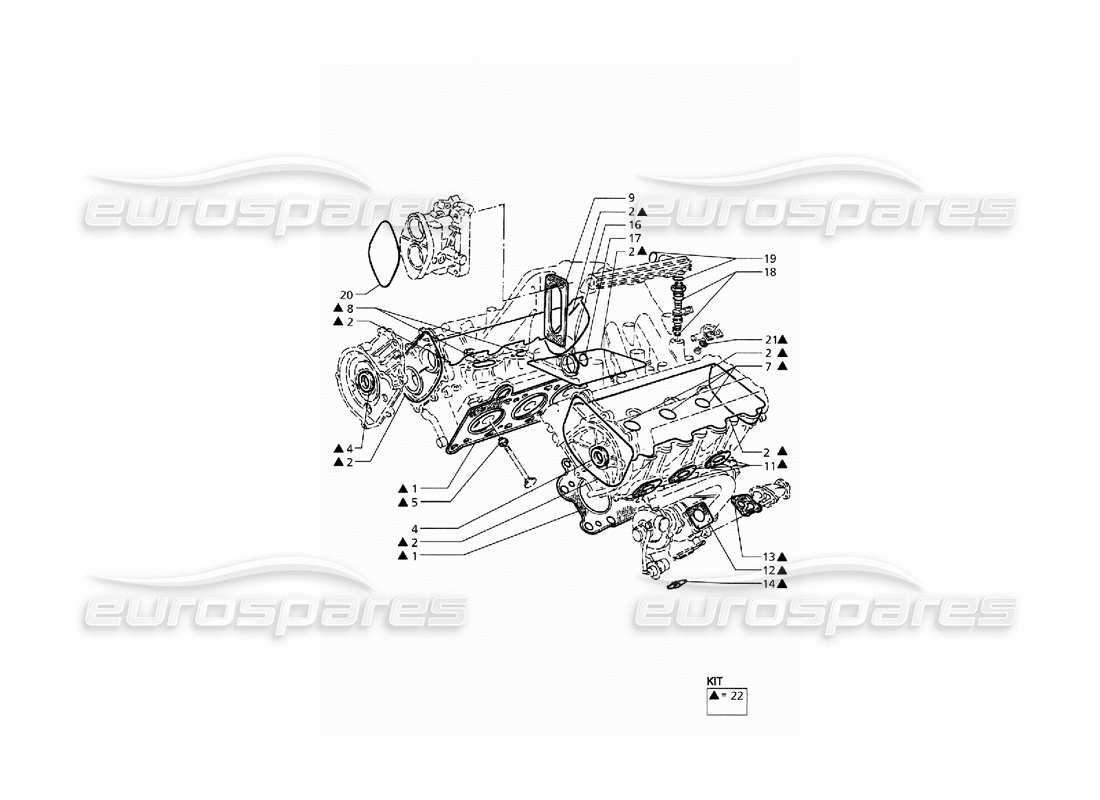 maserati qtp. 3.2 v8 (1999) gaskets and oil seals for heads overhaul part diagram