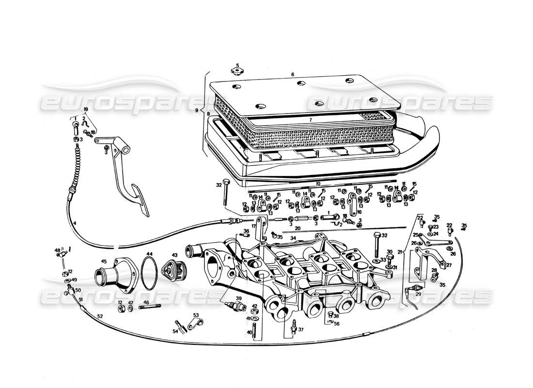 maserati bora air intake maninifold and filter parts diagram
