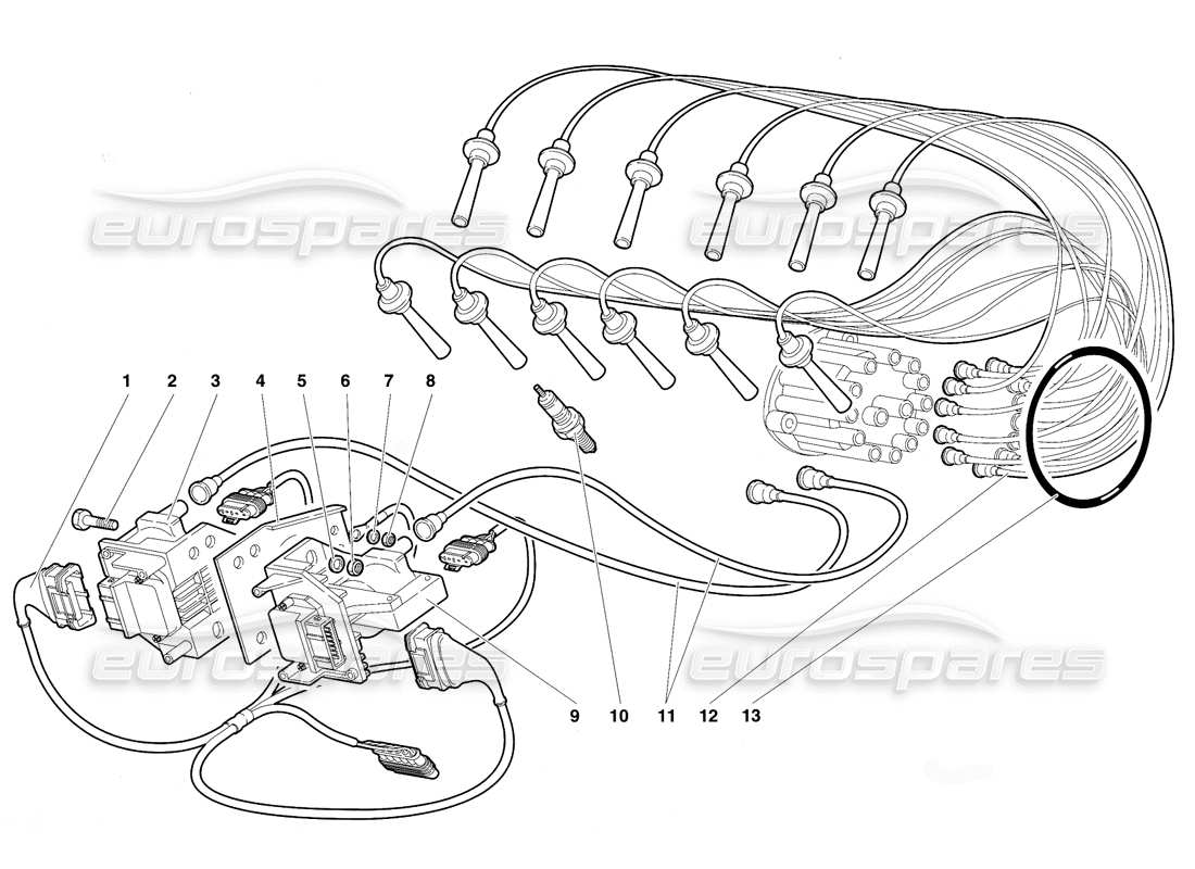 lamborghini diablo vt (1994) electrical components part diagram