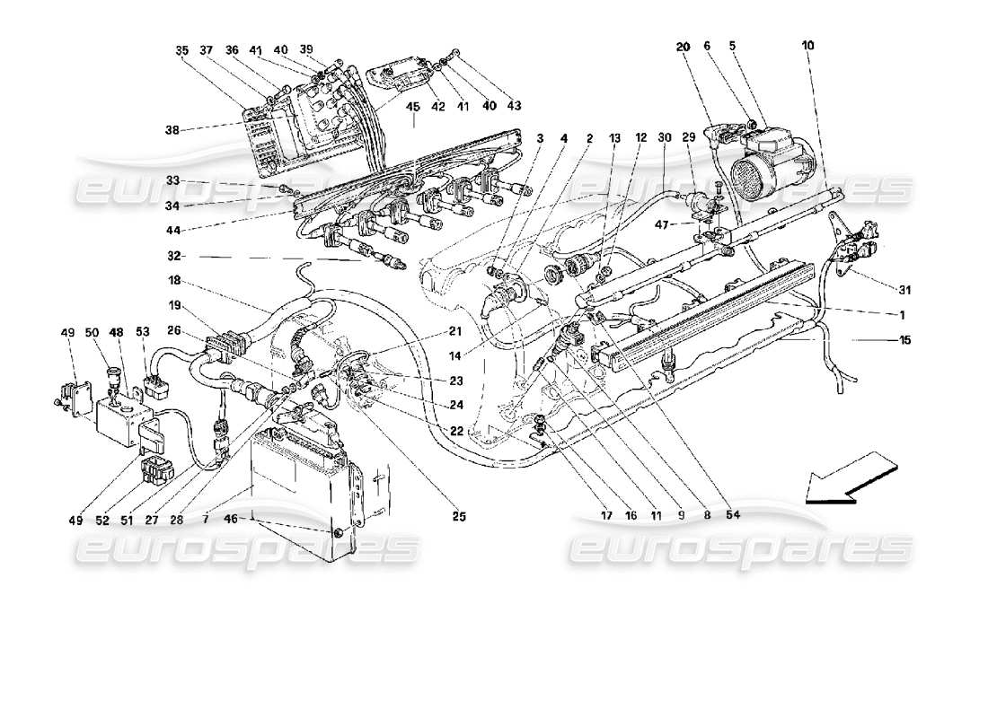 ferrari 512 tr air injection - ignition parts diagram