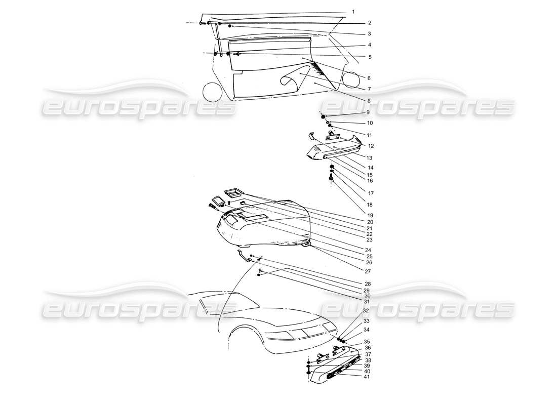 ferrari 365 gtb4 daytona (coachwork) bumpers front & rear part diagram