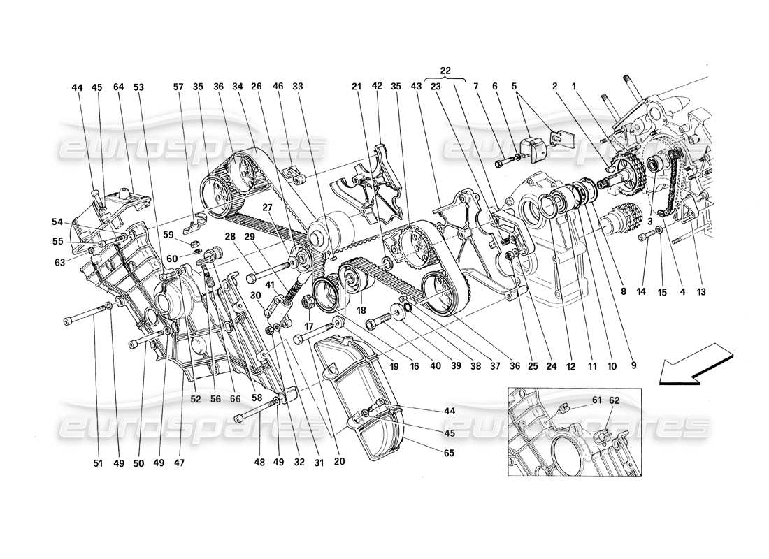 ferrari 348 (1993) tb / ts timing - controls part diagram