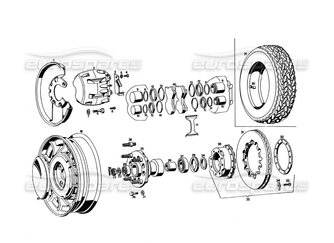 maserati bora front cooled brakes parts diagram