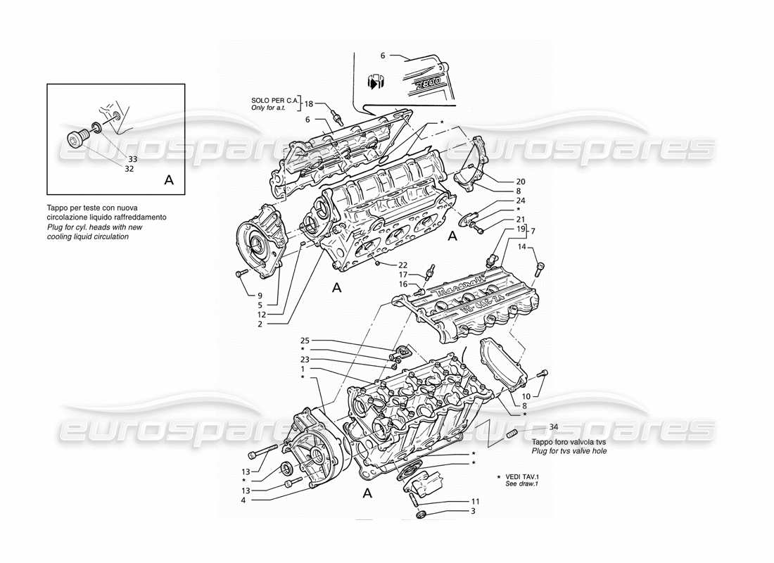 maserati ghibli 2.8 (abs) cylinder heads parts diagram