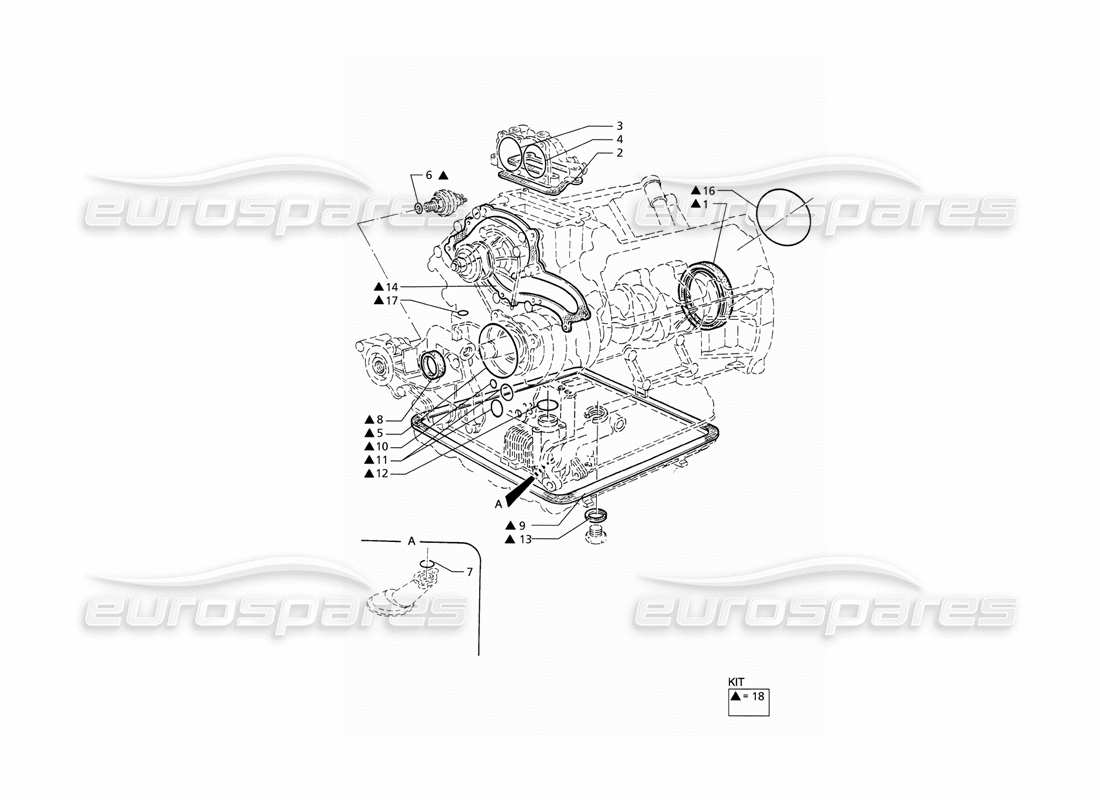 maserati qtp v6 (1996) gaskets and oil seals for block overhaul parts diagram