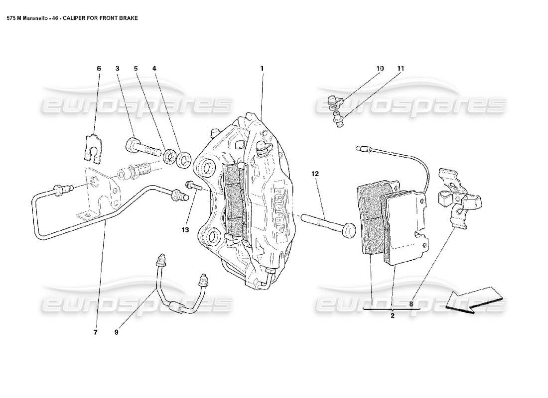 ferrari 575m maranello caliper for front brake part diagram