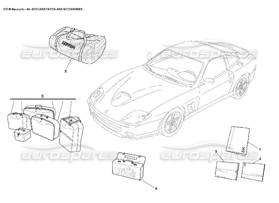 ferrari 575m maranello documentation and accessories part diagram