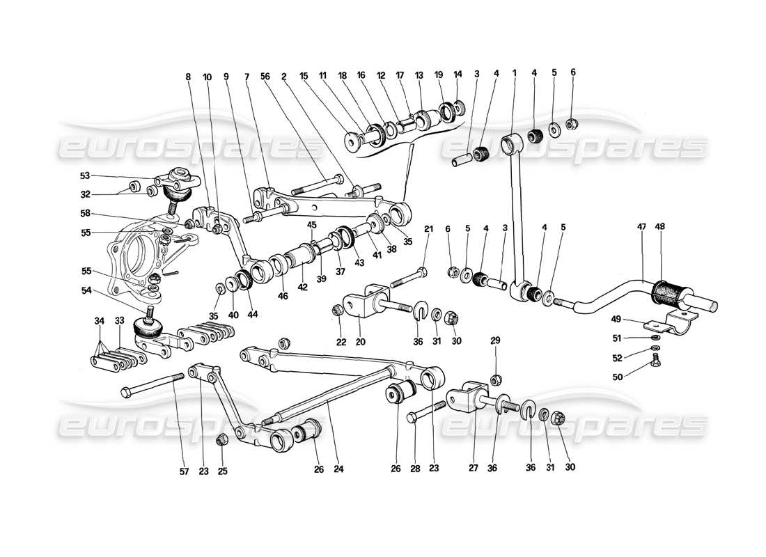ferrari 412 (mechanical) front suspension - levers parts diagram