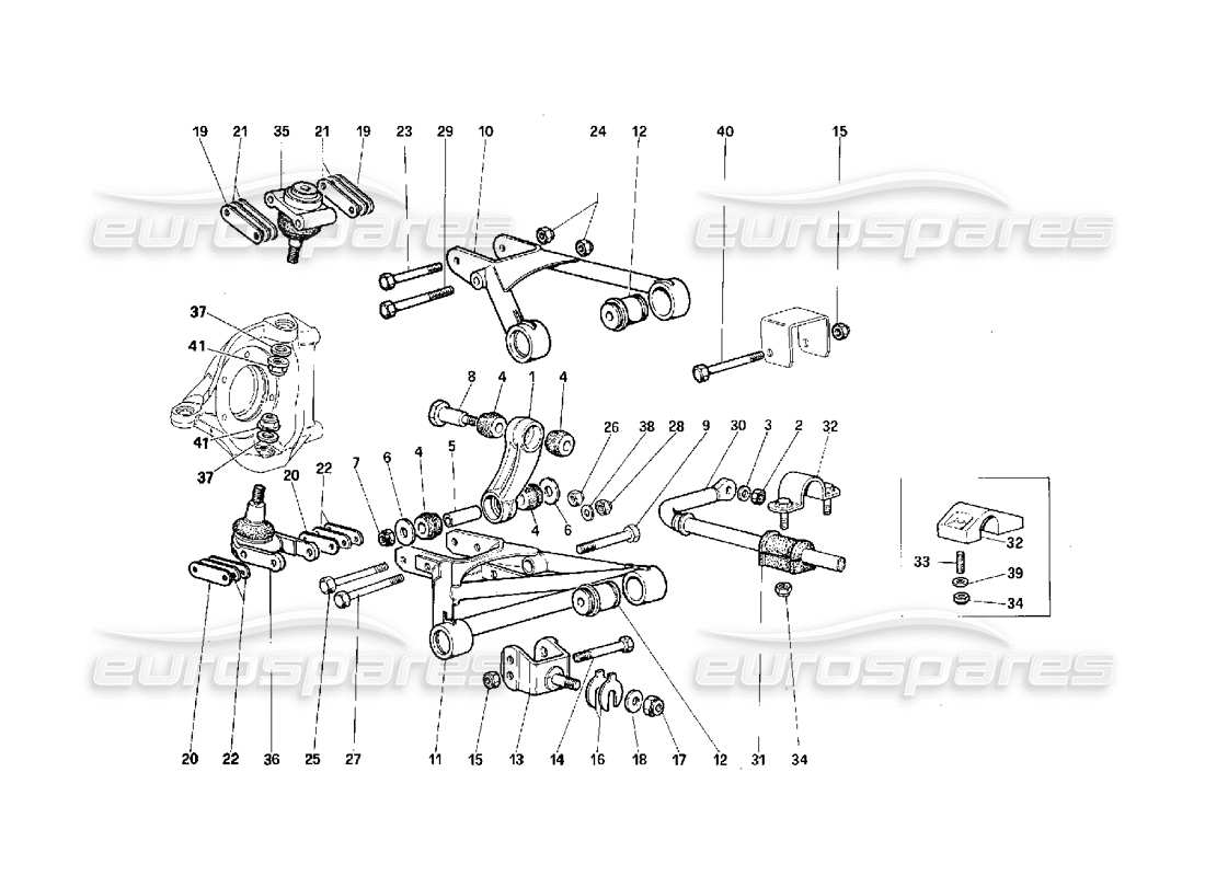 ferrari f40 front suspension - levers parts diagram