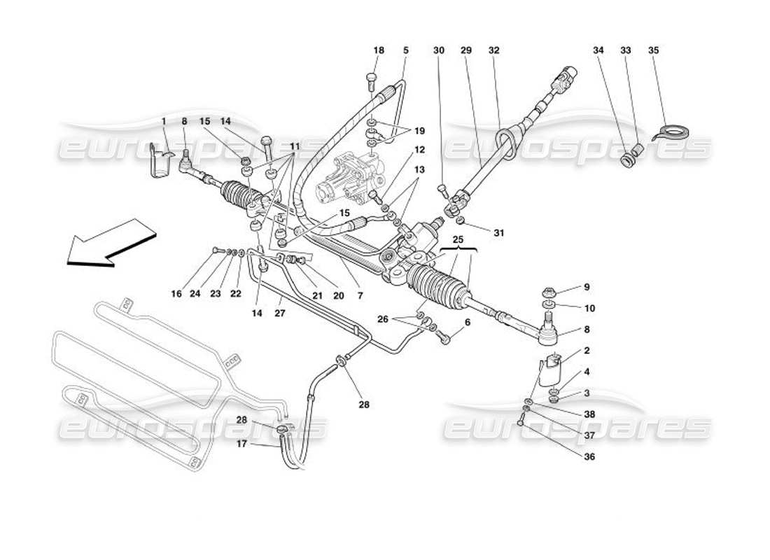ferrari 575 superamerica hydraulic steering box parts diagram