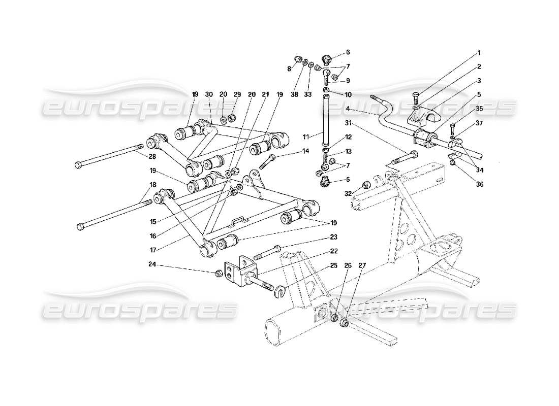 ferrari f40 rear suspension - levers part diagram