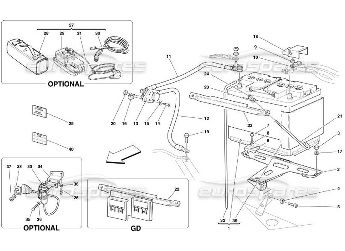 ferrari 575 superamerica battery parts diagram