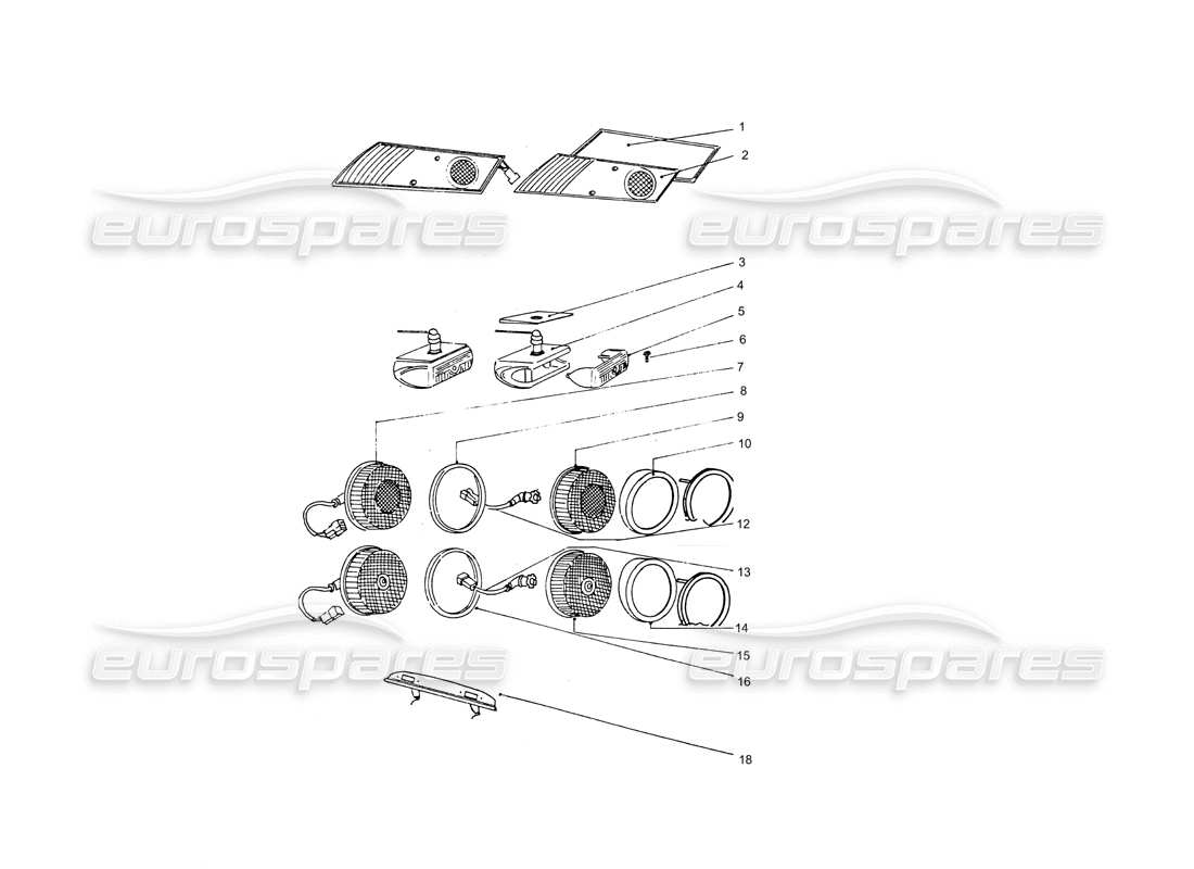 ferrari 365 gtb4 daytona (coachwork) indicator lights- rear lights - rev lights - number plate lights parts diagram