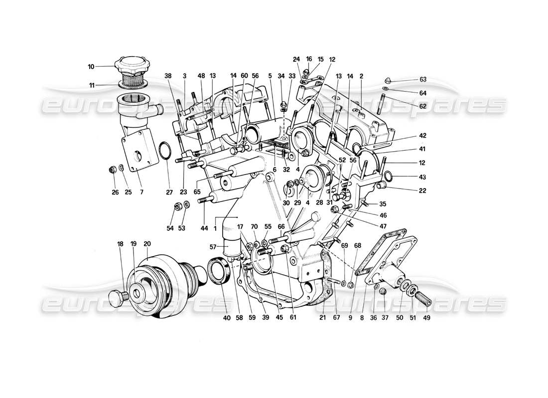 ferrari 400i (1983 mechanical) timing system - housing and covers part diagram