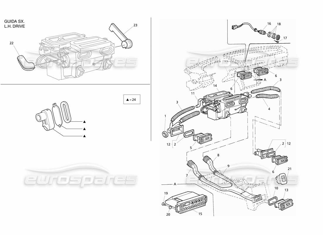 maserati qtp v6 evoluzione passenger compartment ventilation parts diagram