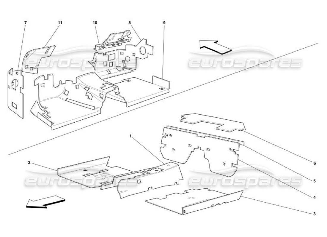 ferrari 575 superamerica passengers compartment insulations -not for gd- parts diagram