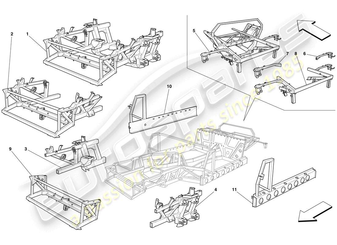 ferrari 575 superamerica frame and structures parts diagram