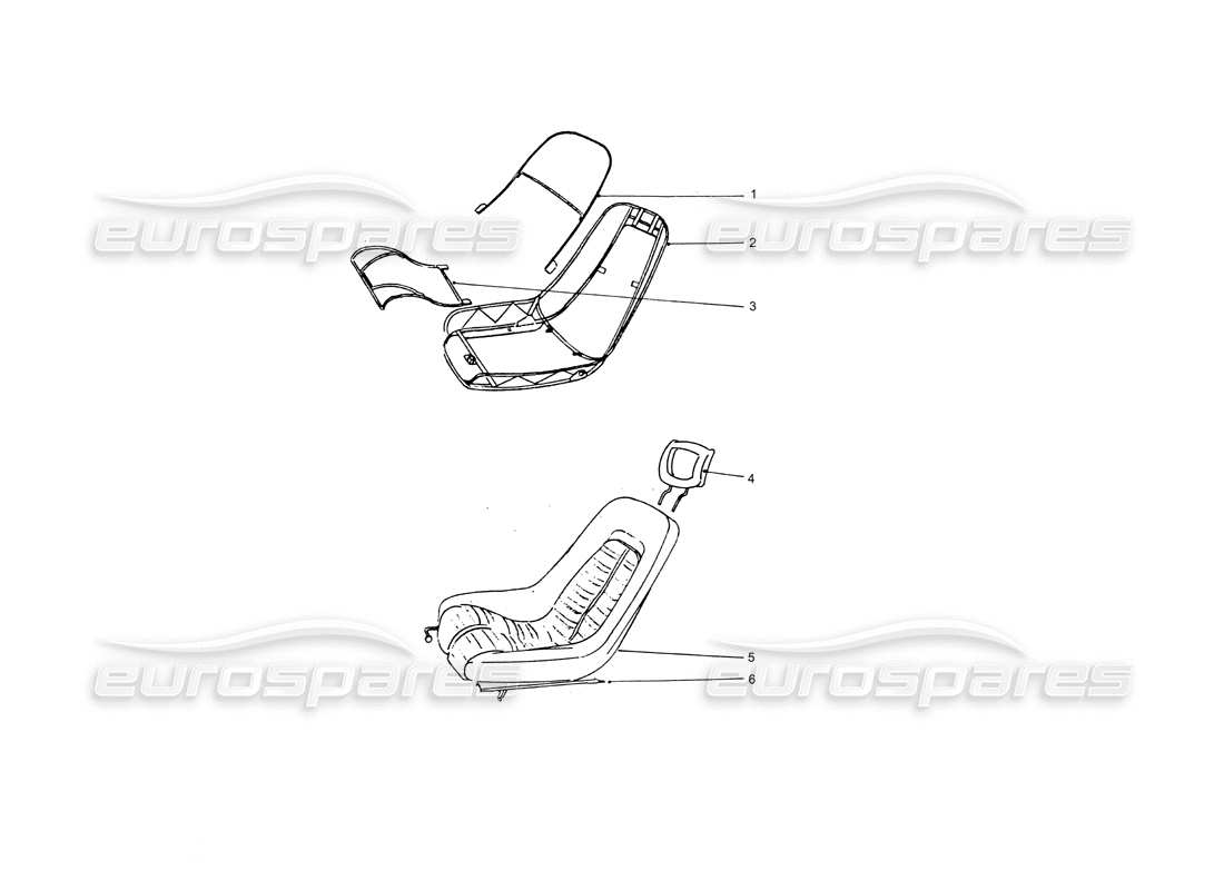 ferrari 365 gtb4 daytona (coachwork) front seats part diagram