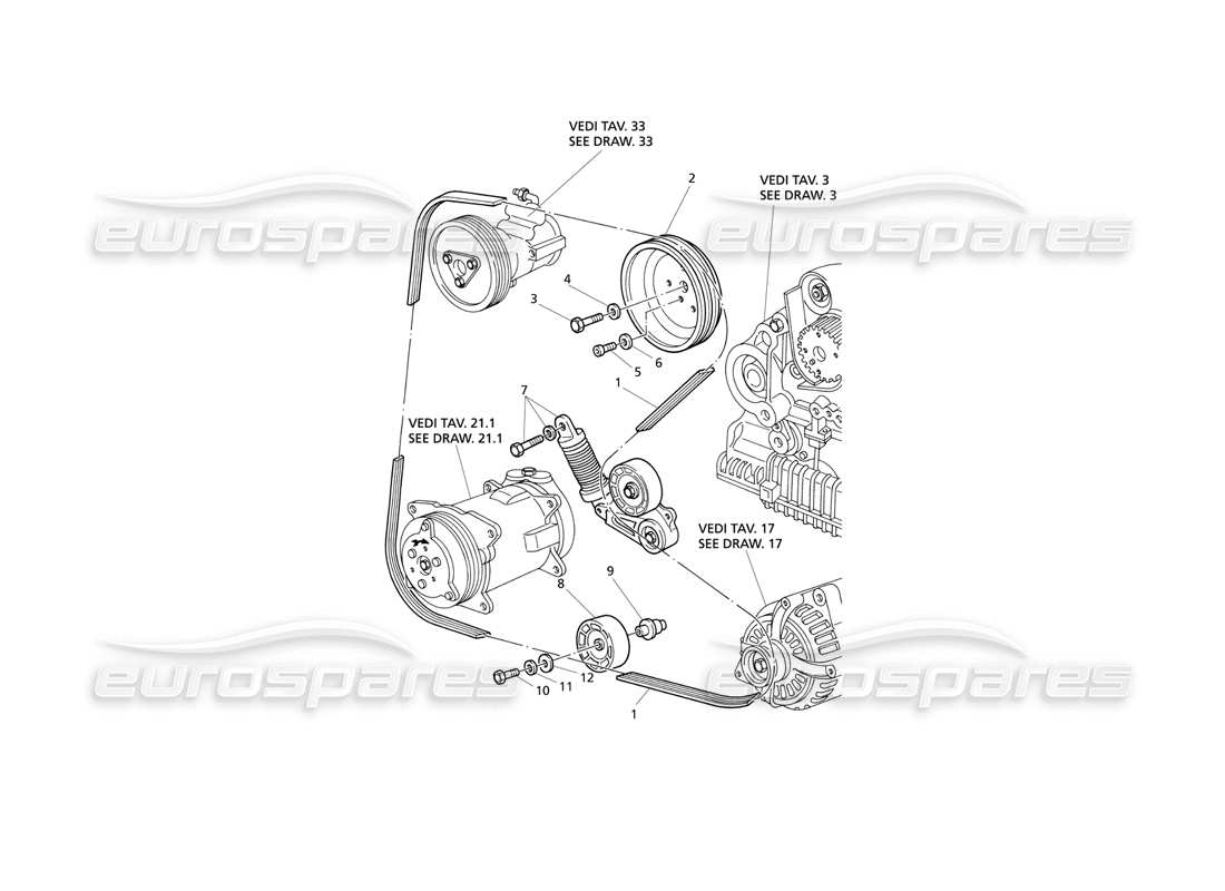 maserati qtp v8 evoluzione poly v belt system parts diagram