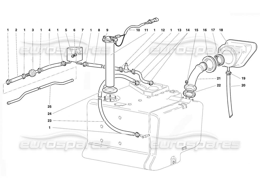 lamborghini diablo vt (1994) fuel system parts diagram