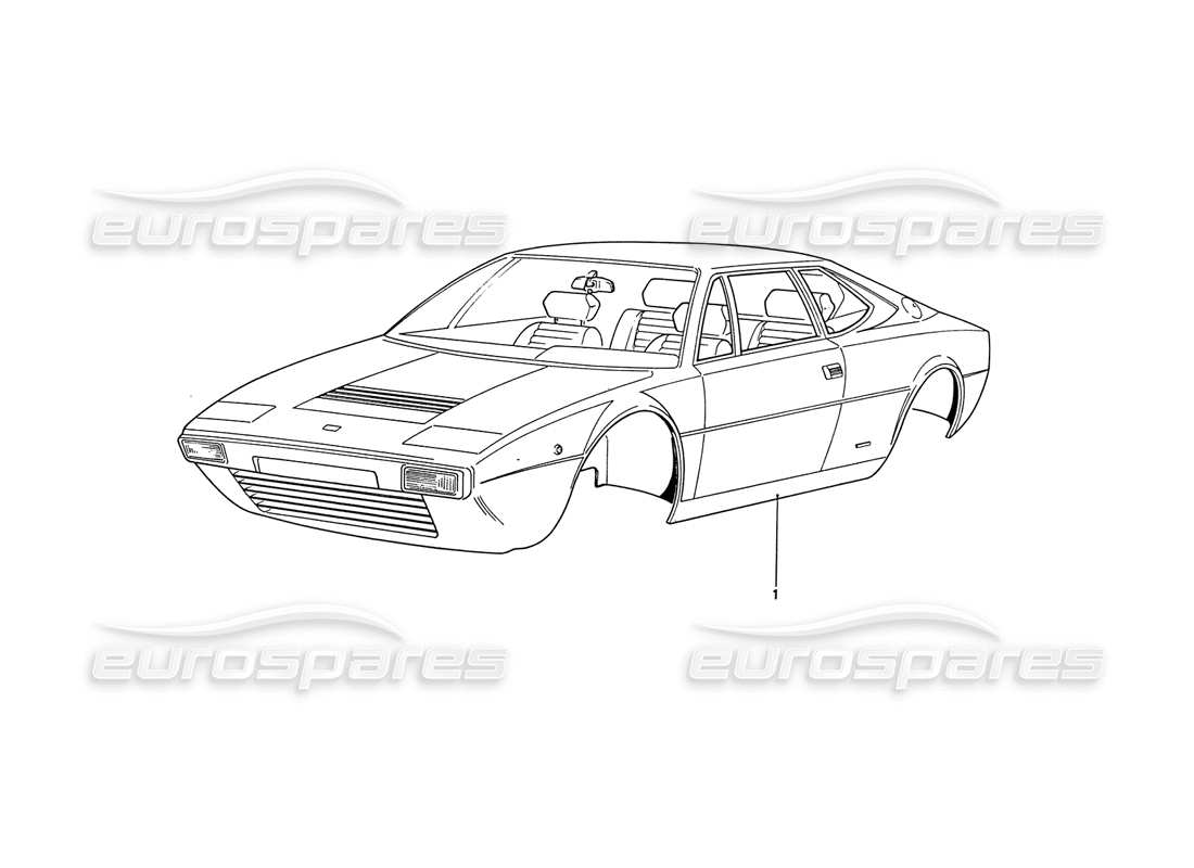 ferrari 208 gt4 dino (1975) body shell parts diagram