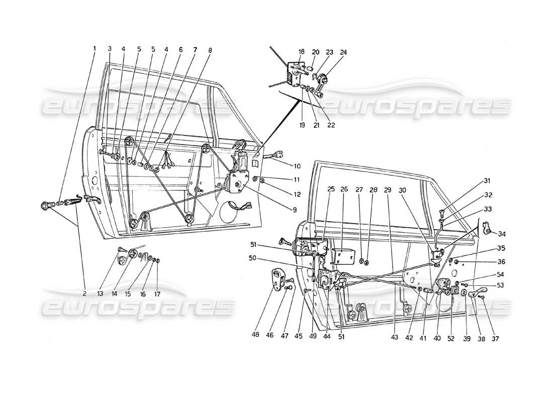 ferrari 208 gt4 dino (1975) doors part diagram