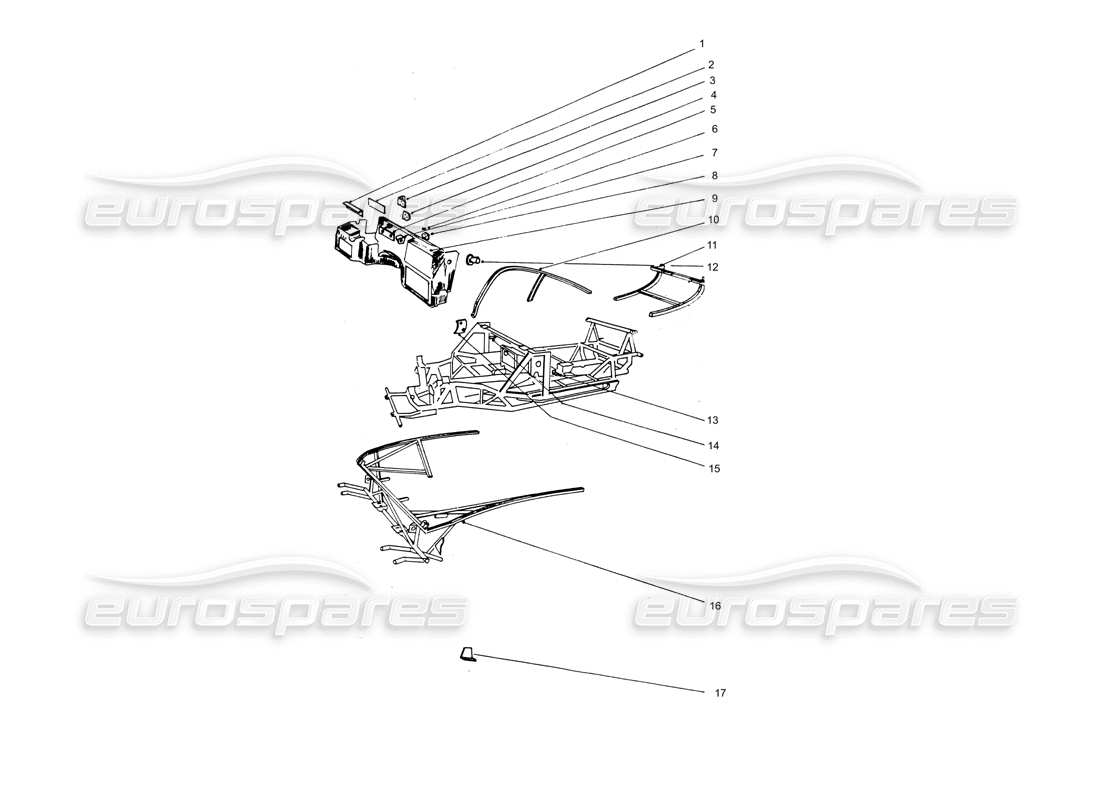 ferrari 365 gtb4 daytona (coachwork) frame work part diagram