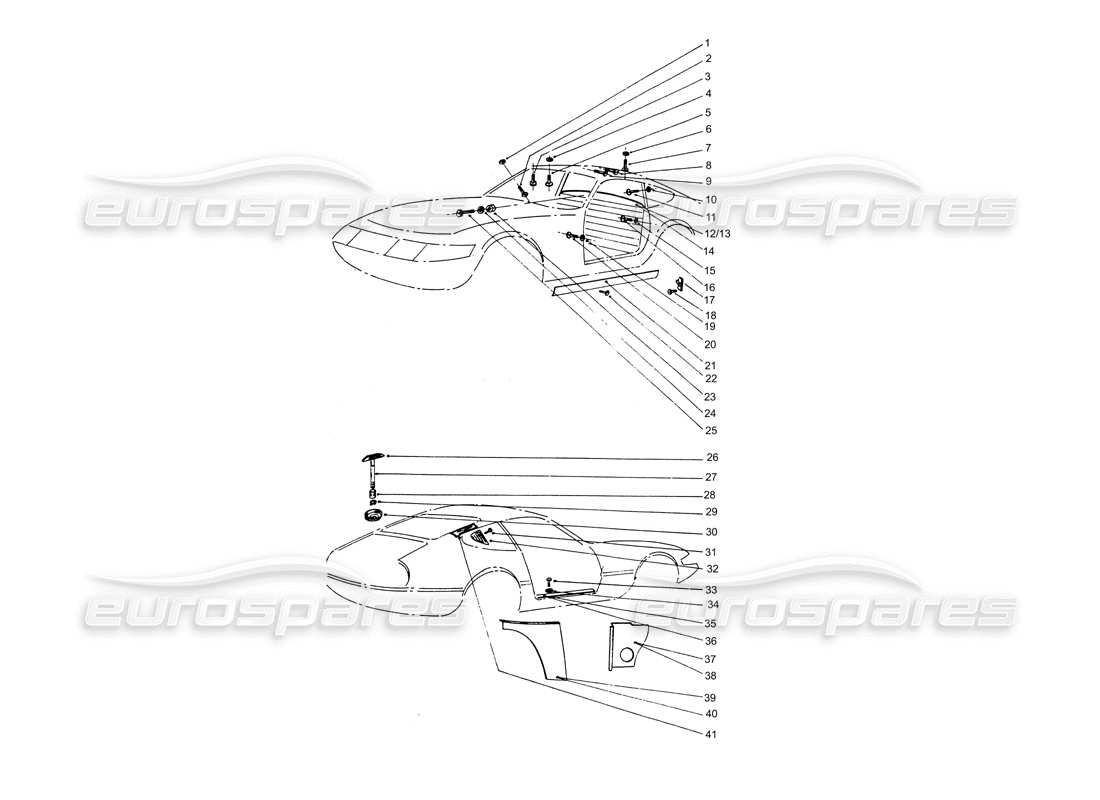 ferrari 365 gtb4 daytona (coachwork) trim screws part diagram