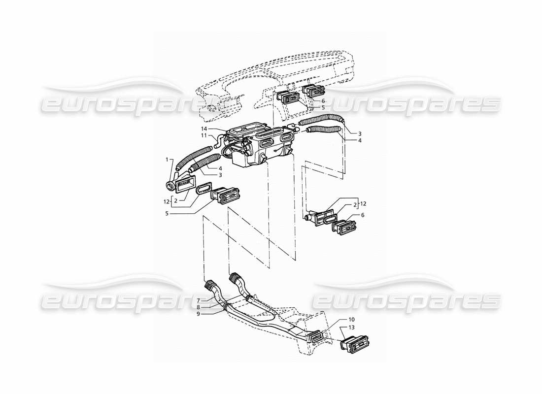 maserati ghibli 2.8 (abs) passenger compartment ventilation parts diagram
