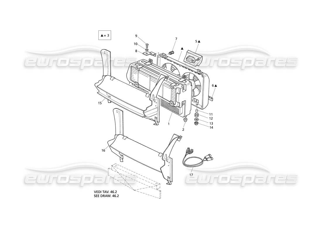 maserati qtp v8 evoluzione radiator and cooling fans parts diagram