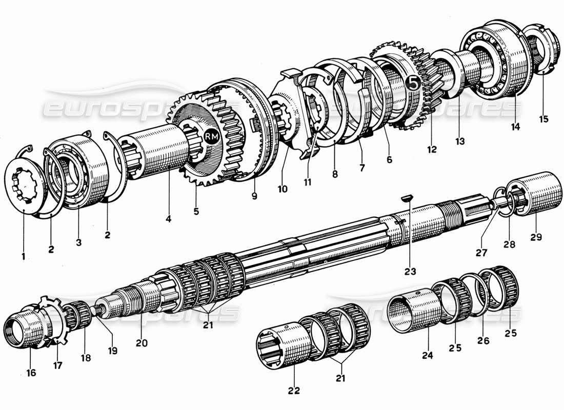 ferrari 365 gt 2+2 (mechanical) output shaft parts diagram