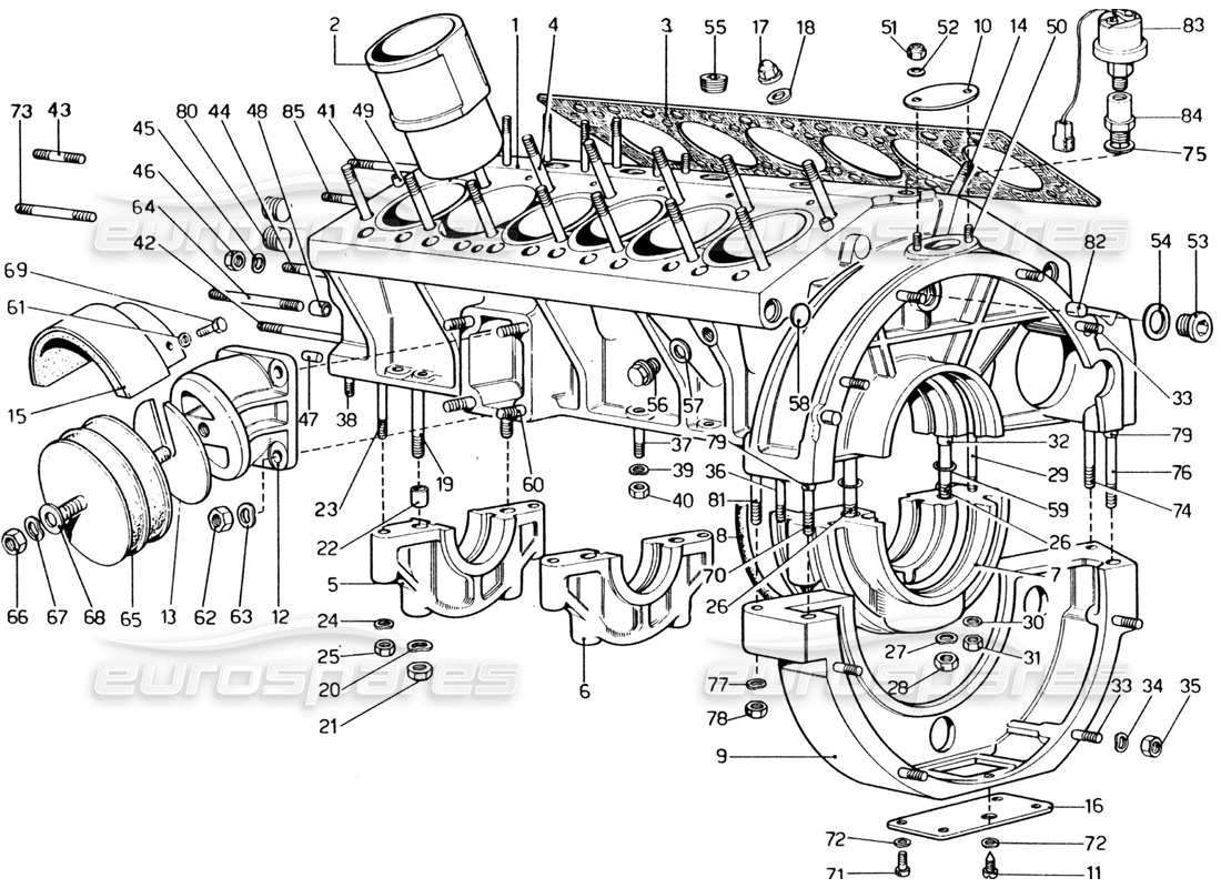 ferrari 365 gt4 2+2 (1973) crankcase part diagram