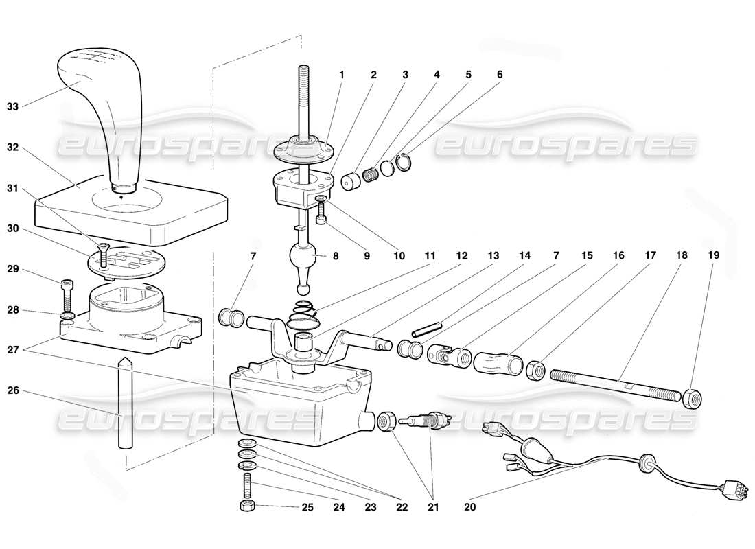 lamborghini diablo vt (1994) gearbox control tower part diagram