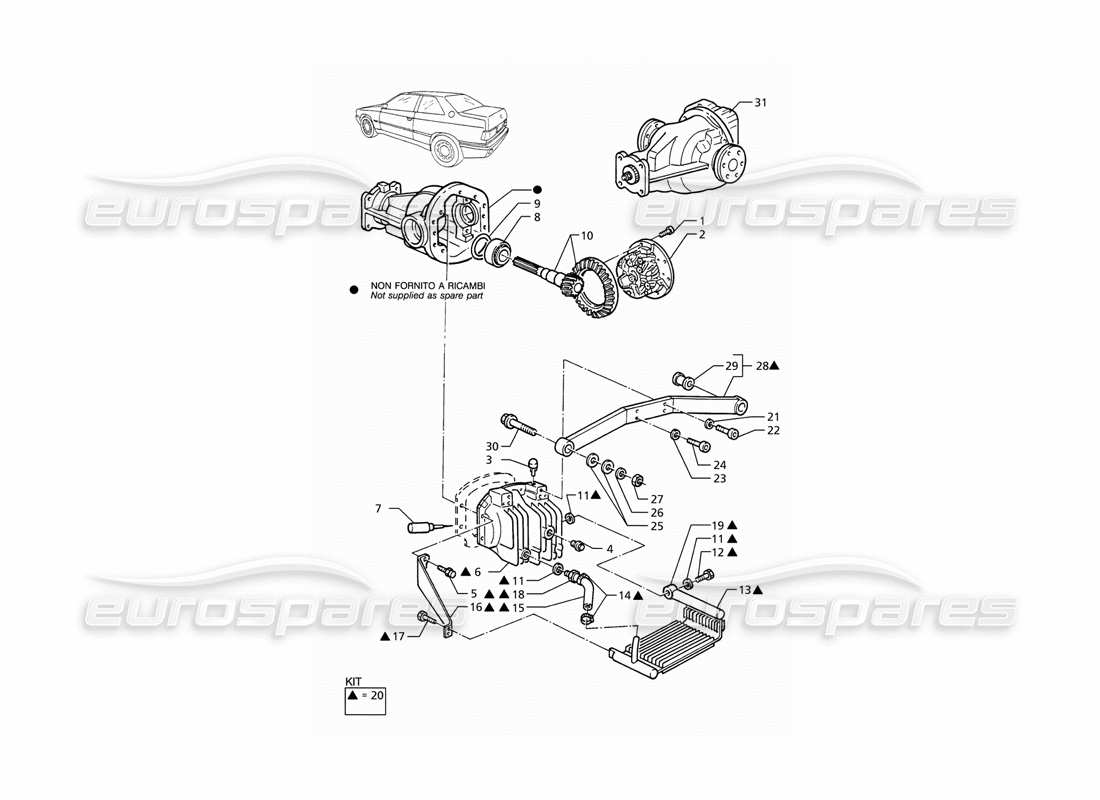 maserati ghibli 2.8 (abs) differential with radiator parts diagram