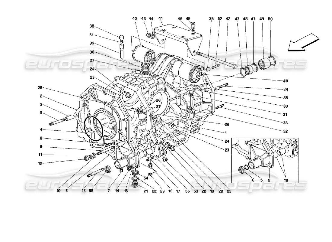 ferrari mondial 3.4 t coupe/cabrio gearbox housing and interm. casing - valid for cars with 3p parts diagram