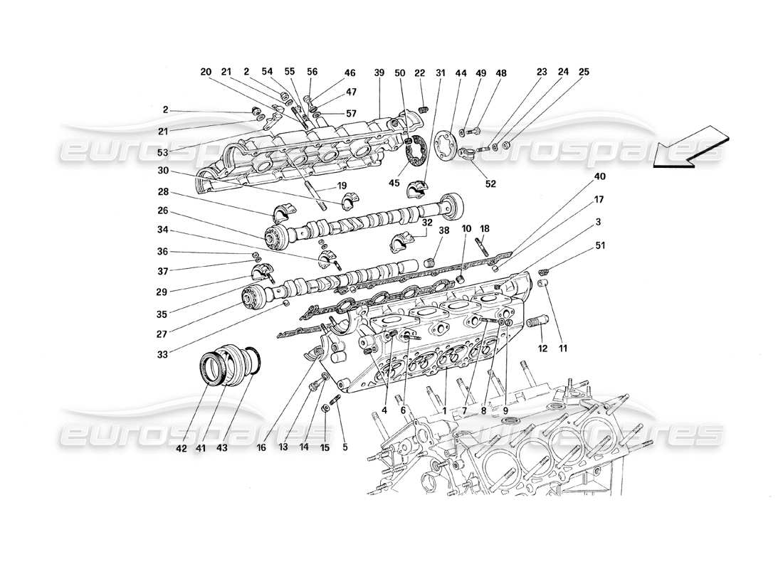 ferrari 348 (1993) tb / ts rh cylinder head part diagram