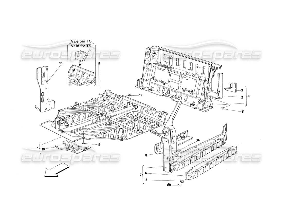 ferrari 348 (1993) tb / ts central part structures part diagram