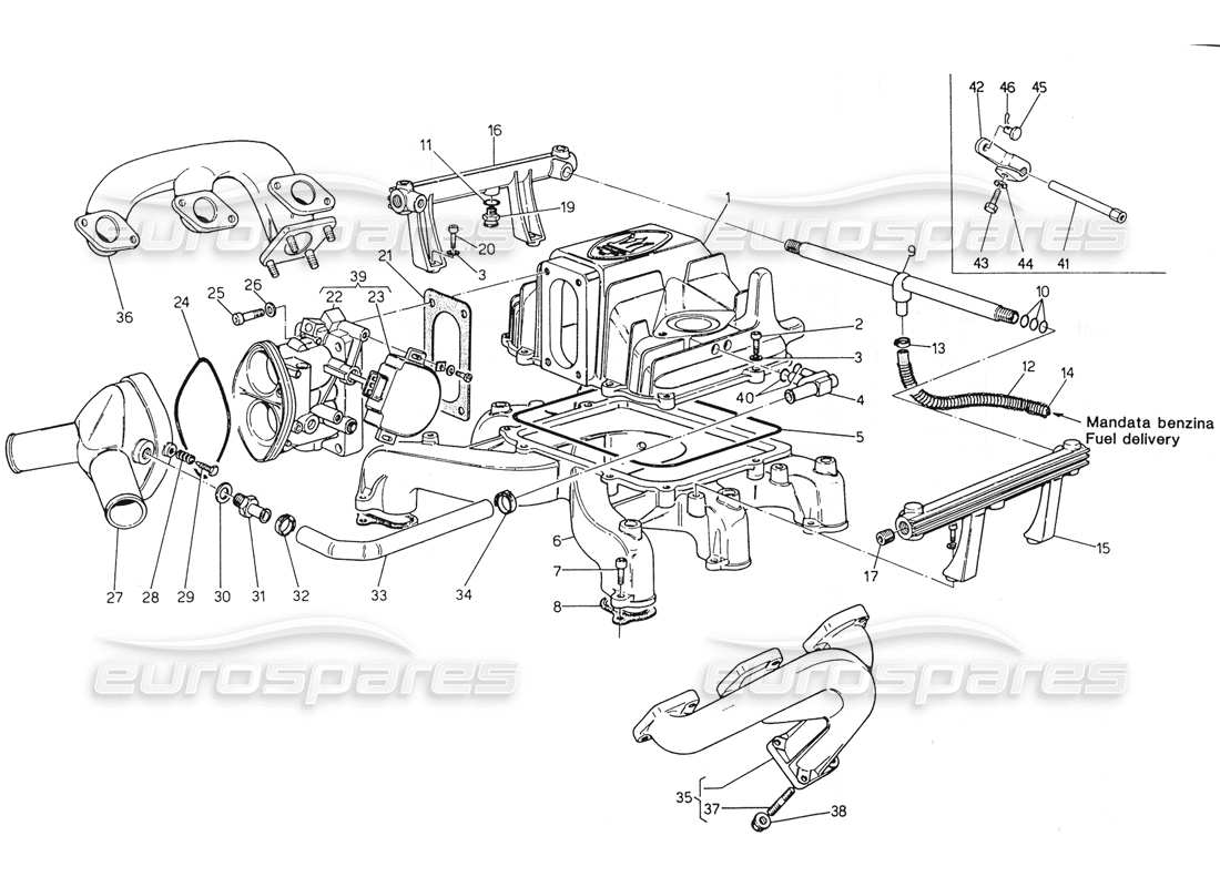 maserati biturbo spider intake manifold throttle valve body part diagram