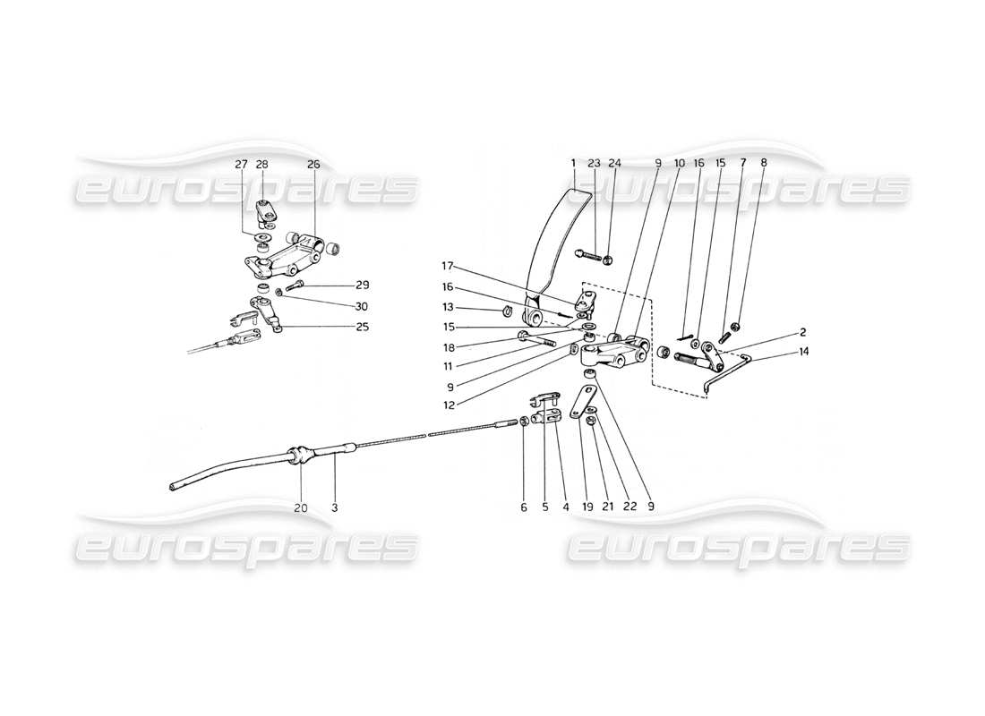 ferrari 365 gt4 berlinetta boxer throttle controll (variants for rhd versions) part diagram