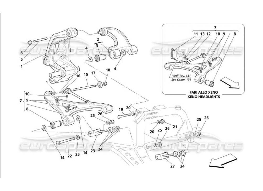 maserati 4200 gransport (2005) rear suspension - wishbones parts diagram