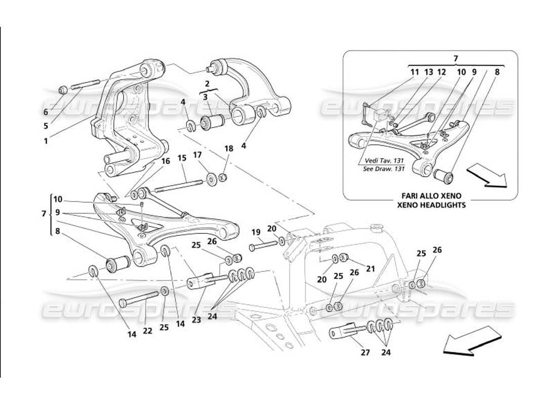 maserati 4200 gransport (2005) rear suspension - wishbones part diagram