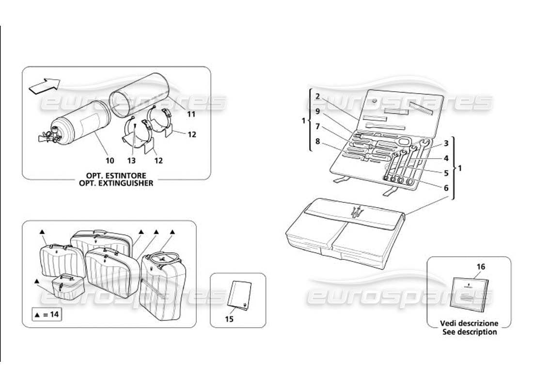 maserati 4200 gransport (2005) tools equipment and accessories part diagram