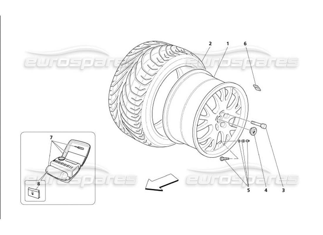 maserati 4200 gransport (2005) wheels part diagram